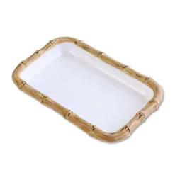 VIDA Bamboo Guest Towel Holder (White and Natural)