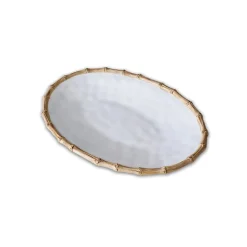 VIDA Bamboo Large Oval Platter (White and Natural)