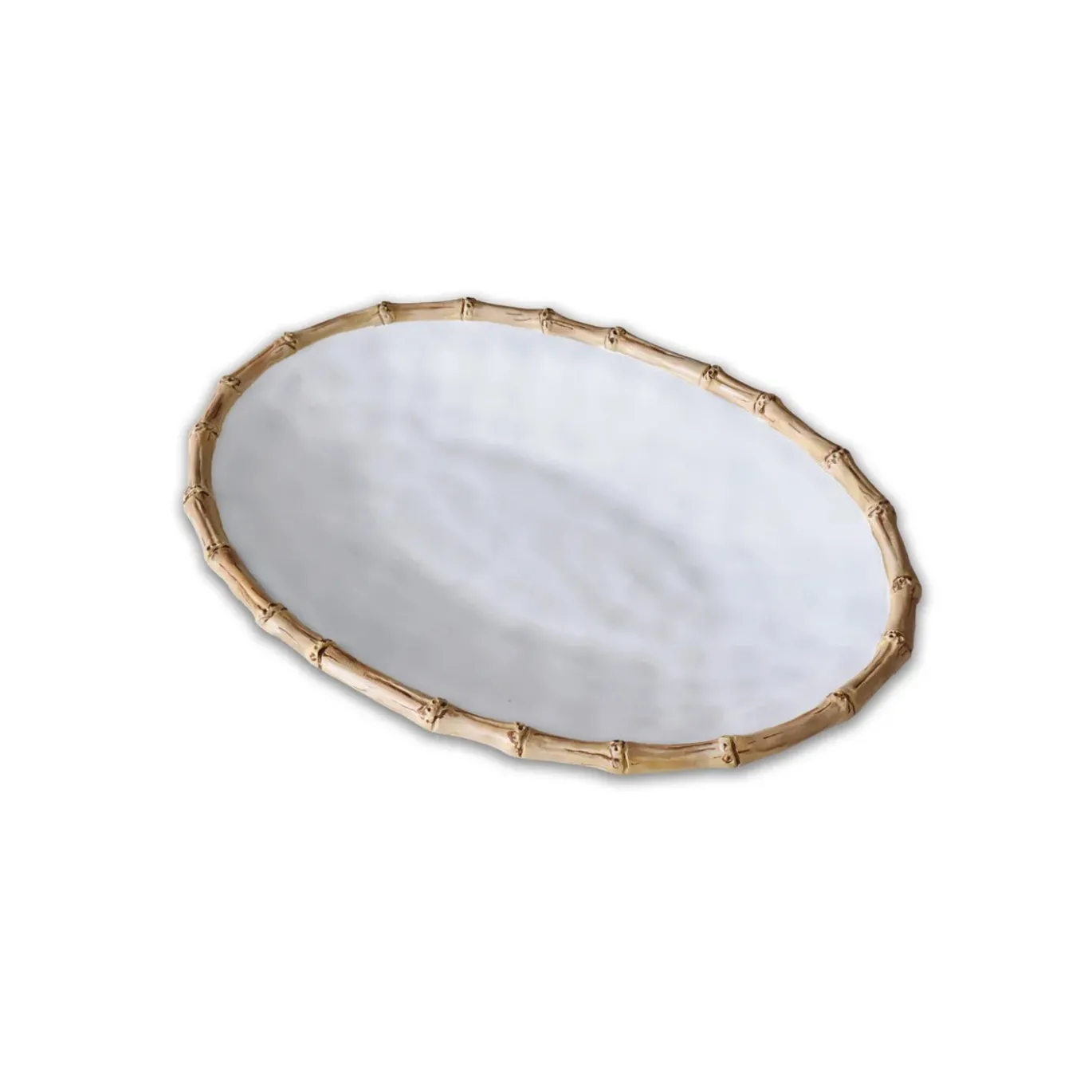 VIDA Bamboo Large Oval Platter (White and Natural)