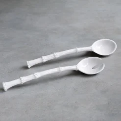 VIDA Bamboo Large Salad Servers (White)