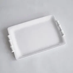 VIDA Bamboo Medium Rectangular Tray (White)