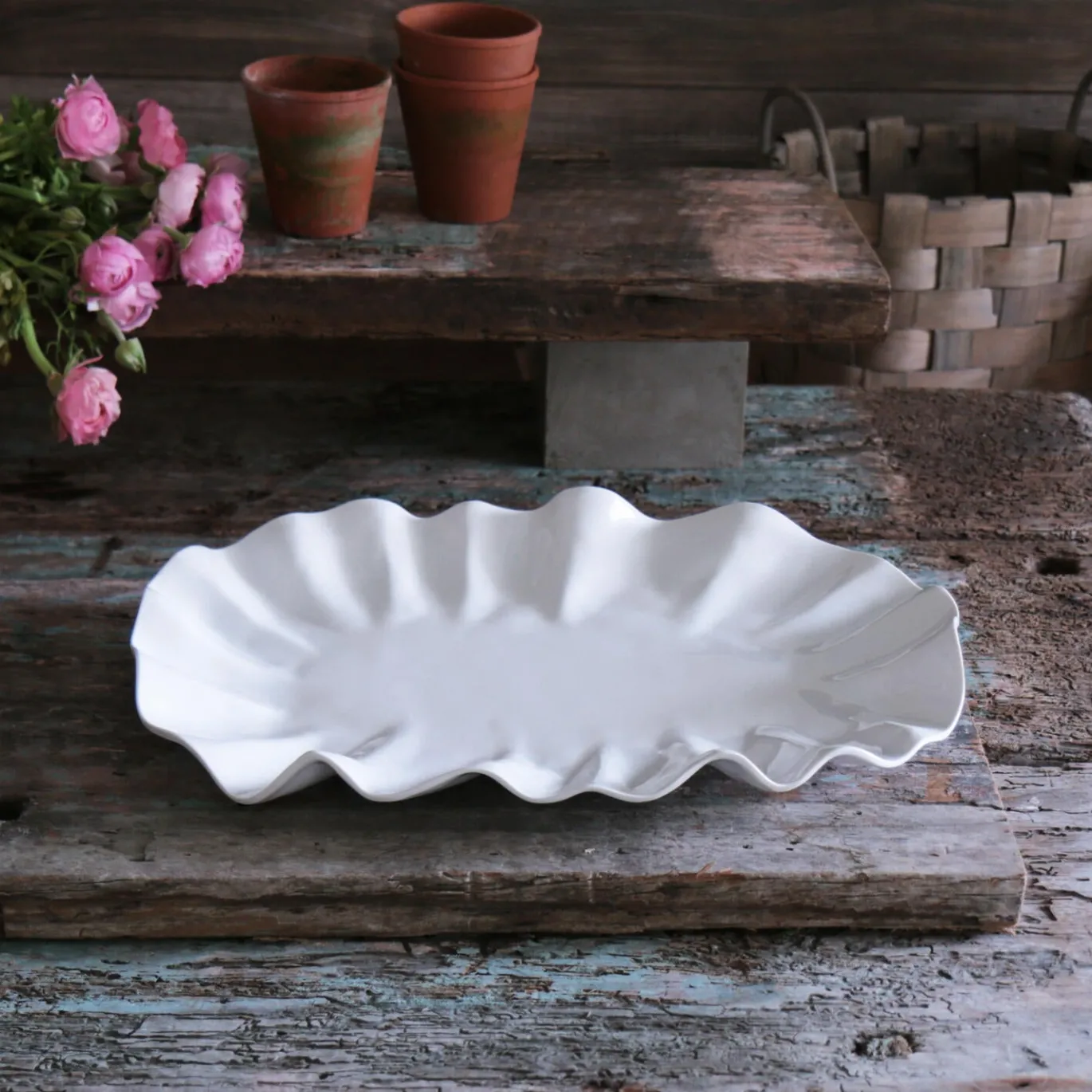 VIDA Bloom Large Oval Platter (White)