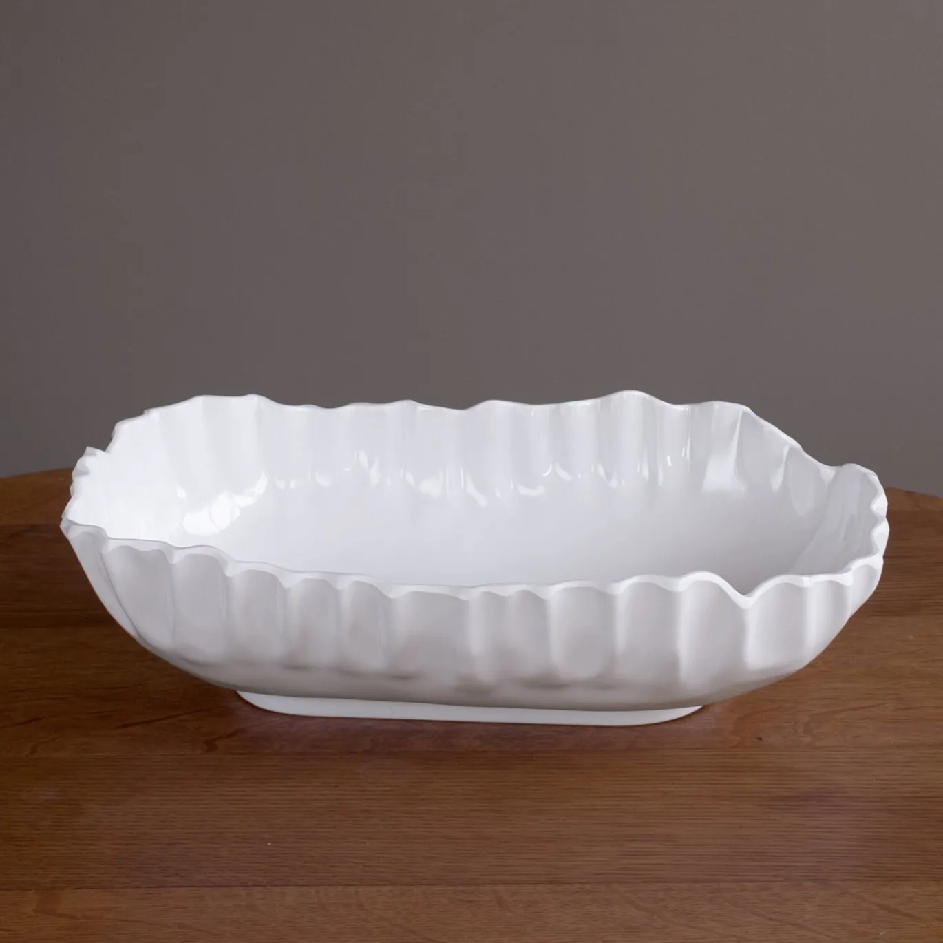 VIDA Bloom Pinched Large Oval Bowl (White)