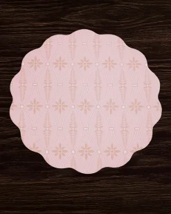 VIDA Blooms & Branches Reversible Round Placemats Set of 4 Pastel Pink