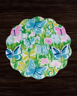VIDA Butterfly Garden & Flowers Reversible Round Placemats Set of 4 Pa