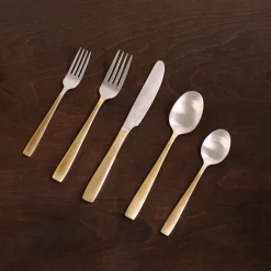 VIDA Charlotte Stainless Flatware Set of 5 (Partial Handle Brushed Cha