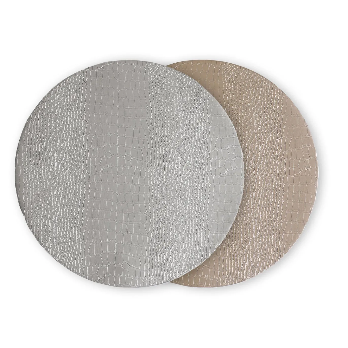 VIDA Croc Reversible 16" Round Placemats Set of 4 (Silver and Gold)