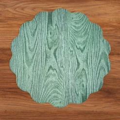 VIDA Fall Trees and Wood Grain Reversible Round Placemats Set of 4 Ora