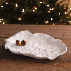 VIDA Lettuce Medium Leaf Platter (White)