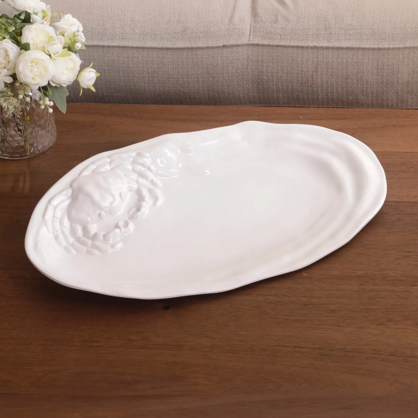 VIDA Ocean Large Oval Crab Platter (White)