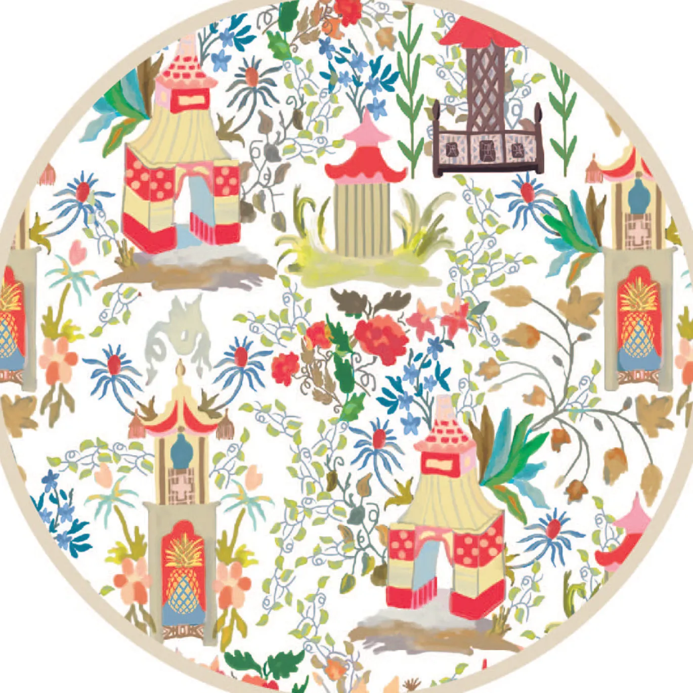 VIDA Pagoda Reversible 15.5" Round Placemats Set of 4 (Neutral)