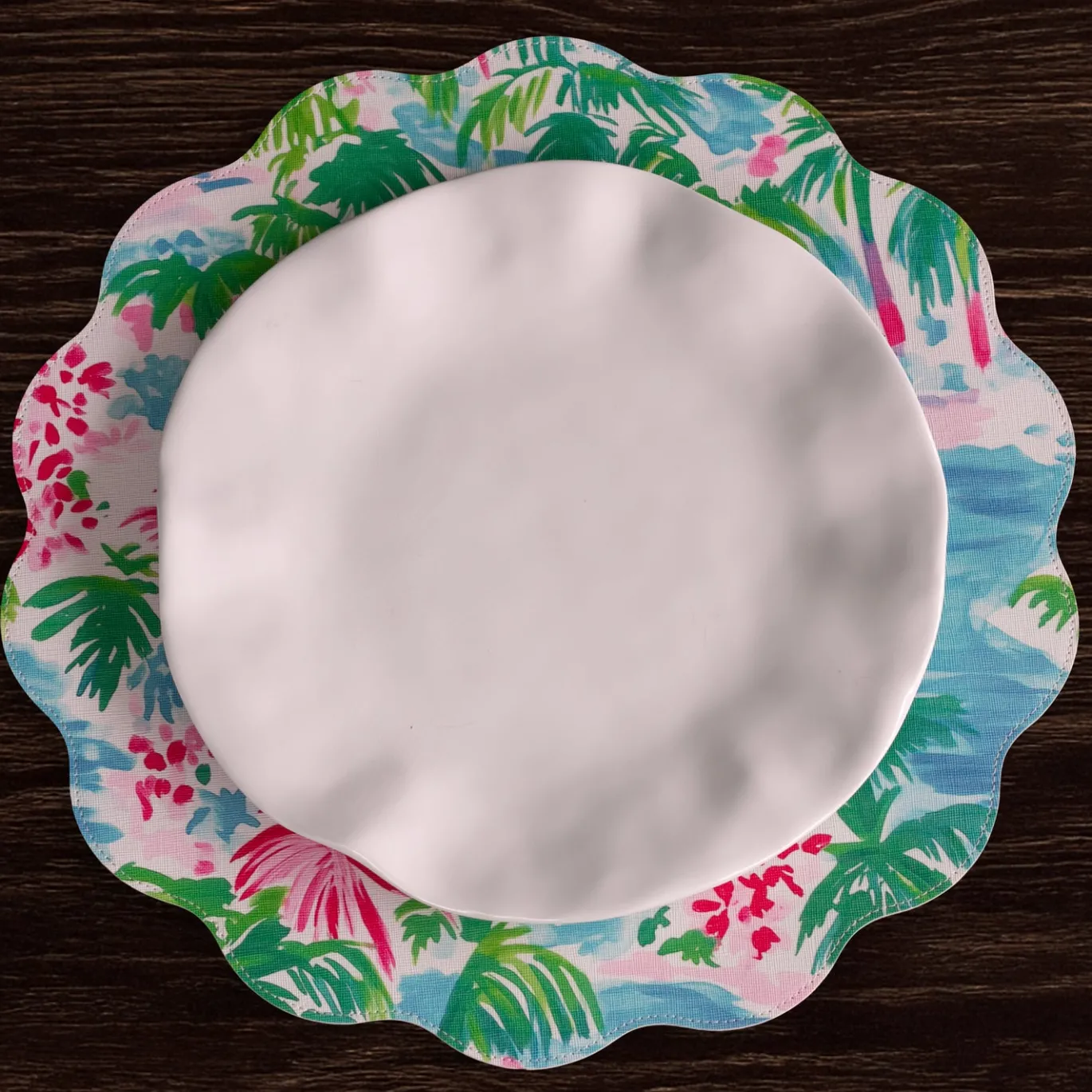 VIDA Palm Trees Reversible Round Placemats Set of 4 (Multi)