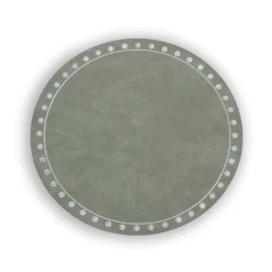 VIDA Round Embroidered Dots 15.5" Round Placemats Set of 4 (Green and
