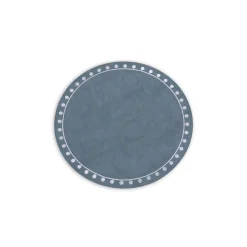 VIDA Round Embroidered Dots 15.5" Round Placemats Set of 4 (Blue and W