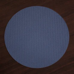 VIDA Snakeskin Reversible 15" Round Placemats Set of 4 (Slate Blue and