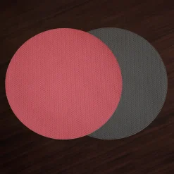 VIDA Snakeskin Reversible 15" Round Placemats Set of 4 (Salmon and Cha