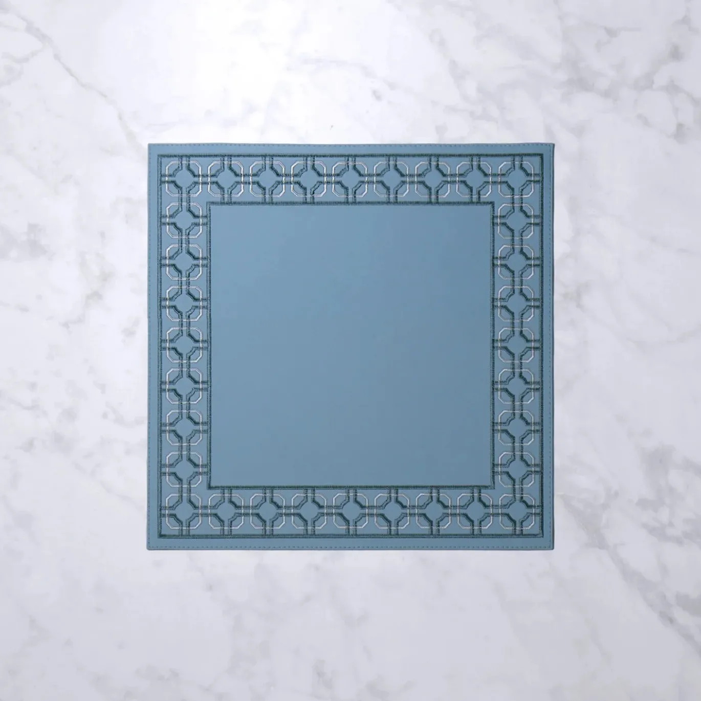 VIDA Square Embroidered 15" Square Placemats Set of 4 (Blue)