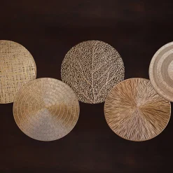 VIDA Woven 15" Round Placemats Set of 4 (Gold)
