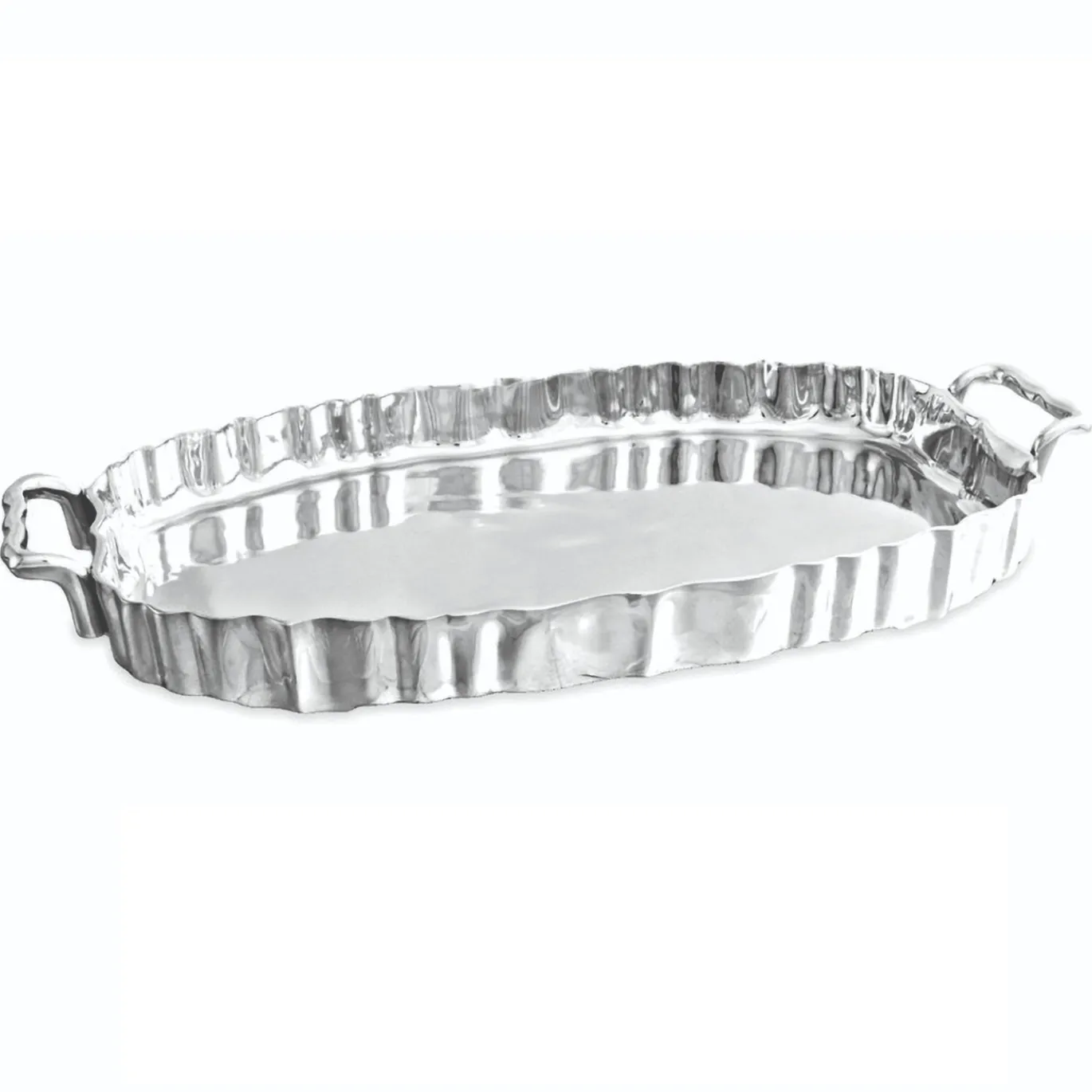 VINTAGE Fluted Oval Tray with Handles