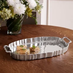 VINTAGE Fluted Oval Tray with Handles
